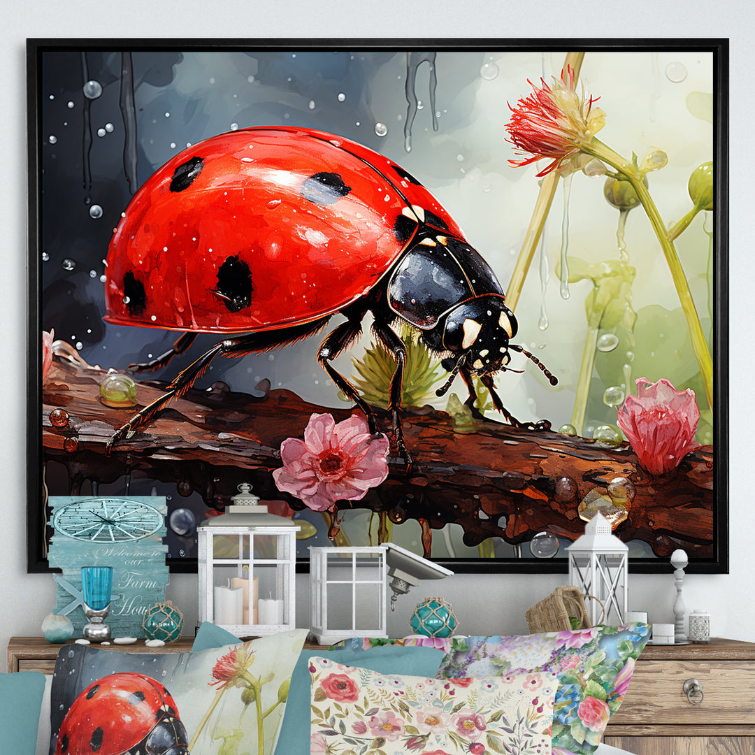 Curious Ladybug Crimson Serenity - Ladybug Bedroom Wall Art
