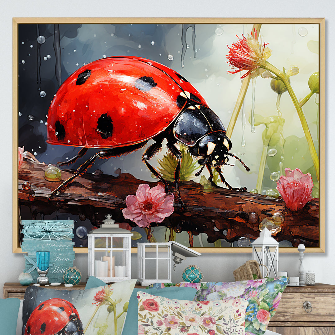 Curious Ladybug Crimson Serenity - Ladybug Bedroom Wall Art
