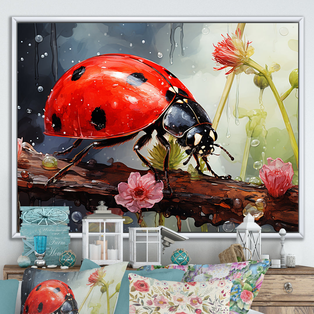 Curious Ladybug Crimson Serenity - Ladybug Bedroom Wall Art