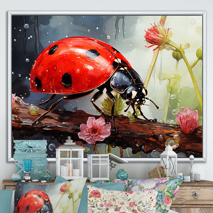 Curious Ladybug Crimson Serenity - Ladybug Bedroom Wall Art