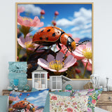 Crimson Ladybug Flower Wanderers - Ladybug Wall Decor