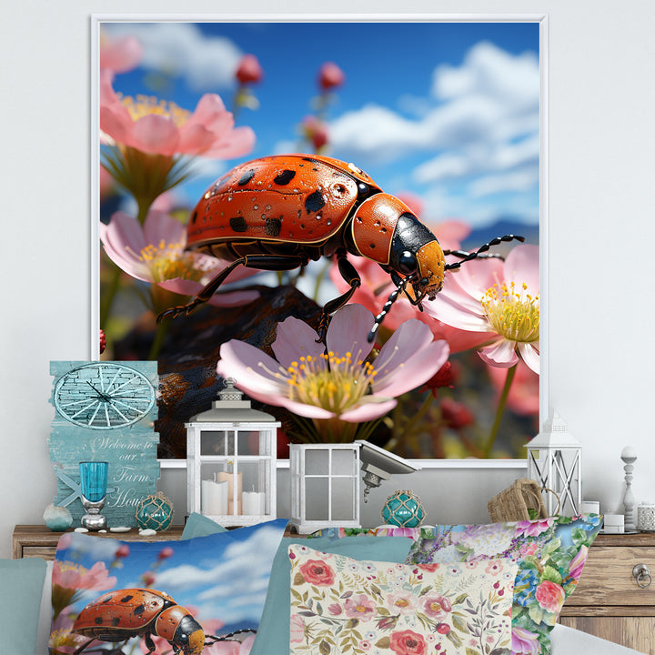 Crimson Ladybug Flower Wanderers - Ladybug Wall Decor