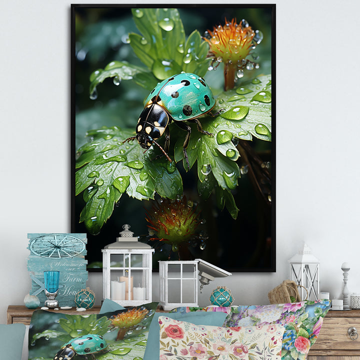 Emerald Ladybug Garden Domain - Green Ladybug Wall Art