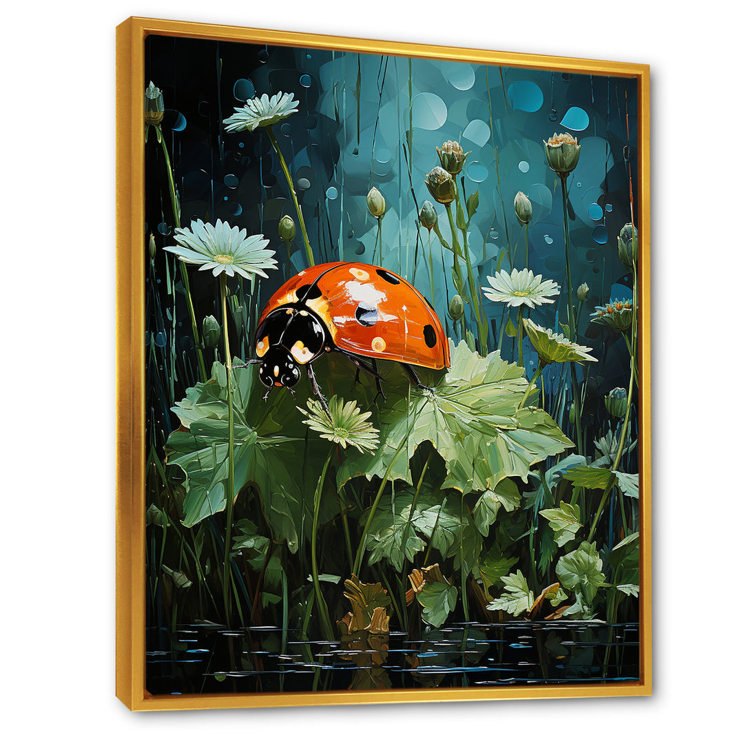 Ladybug S Blooming Emerald Garden - Red Ladybug Wall Art