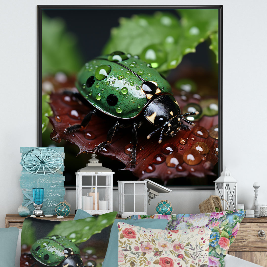 Enchanted Ladybug Forest - Ladybug Framed Canvas Art