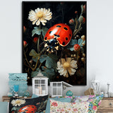 Ladybug Floral Nocturne - Ladybug Canvas Wall Art