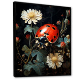 Ladybug Floral Nocturne - Ladybug Canvas Wall Art