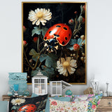 Ladybug Floral Nocturne - Ladybug Canvas Wall Art
