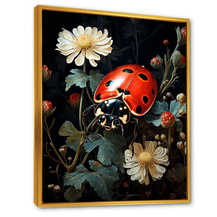 Ladybug Floral Nocturne - Ladybug Canvas Wall Art
