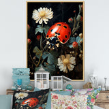 Ladybug Floral Nocturne - Ladybug Canvas Wall Art