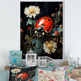 Ladybug Floral Nocturne - Ladybug Canvas Wall Art