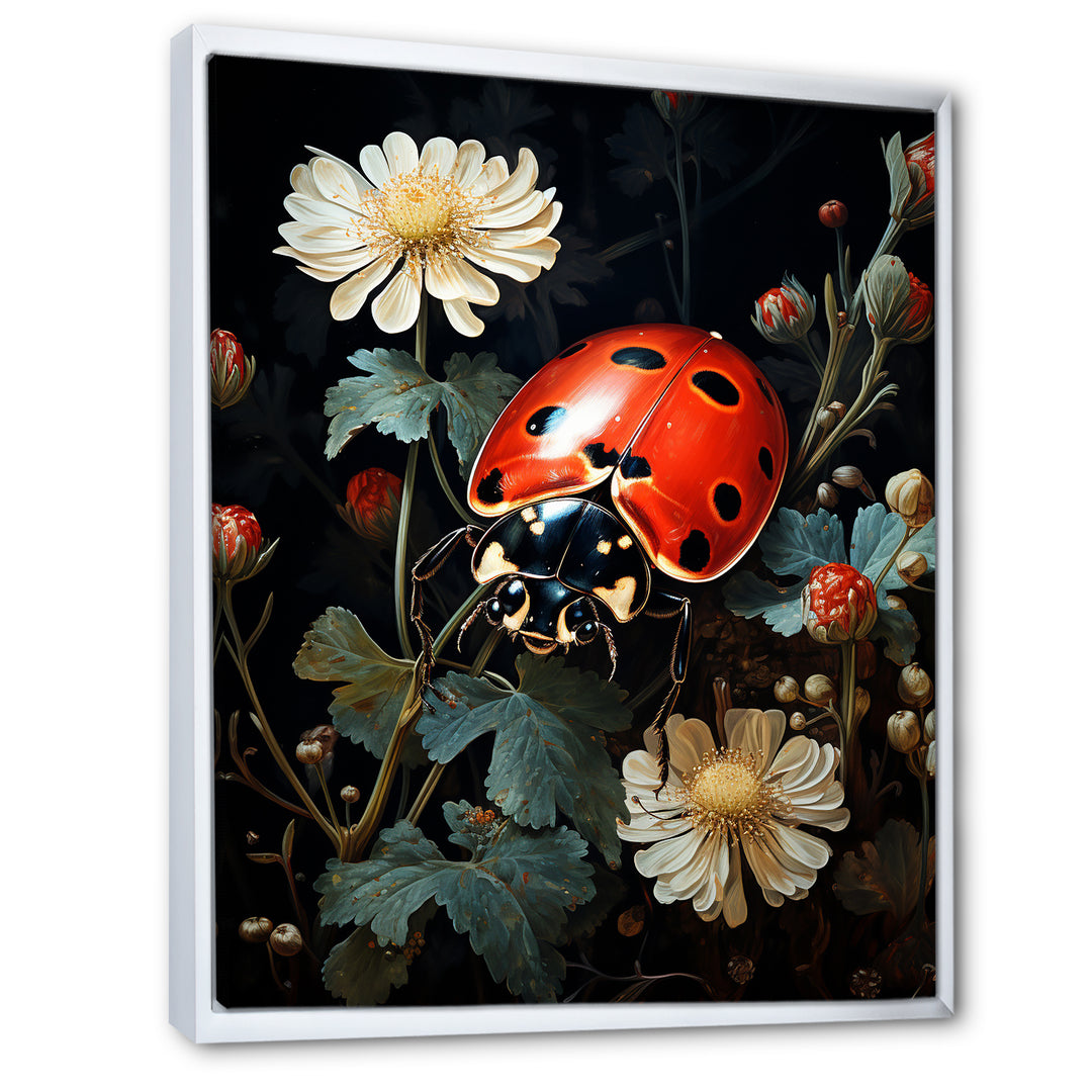 Ladybug Floral Nocturne - Ladybug Canvas Wall Art