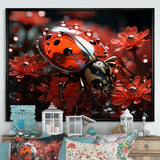 Red Floral Ladybug Metamorphosis - Ladybug Wall Art Prints