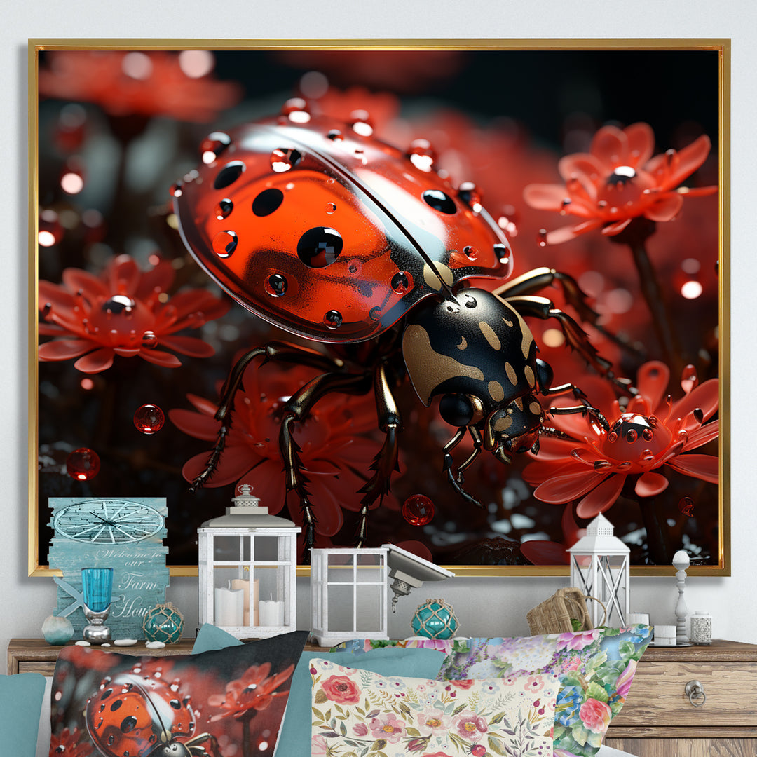 Red Floral Ladybug Metamorphosis - Ladybug Wall Art Prints