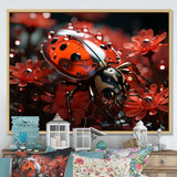 Red Floral Ladybug Metamorphosis - Ladybug Wall Art Prints