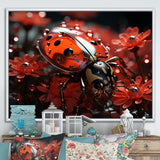 Red Floral Ladybug Metamorphosis - Ladybug Wall Art Prints