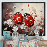 Polka Dot Lady Bug Floral Serenade - Red Ladybug Wall Art