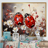 Polka Dot Lady Bug Floral Serenade - Red Ladybug Wall Art