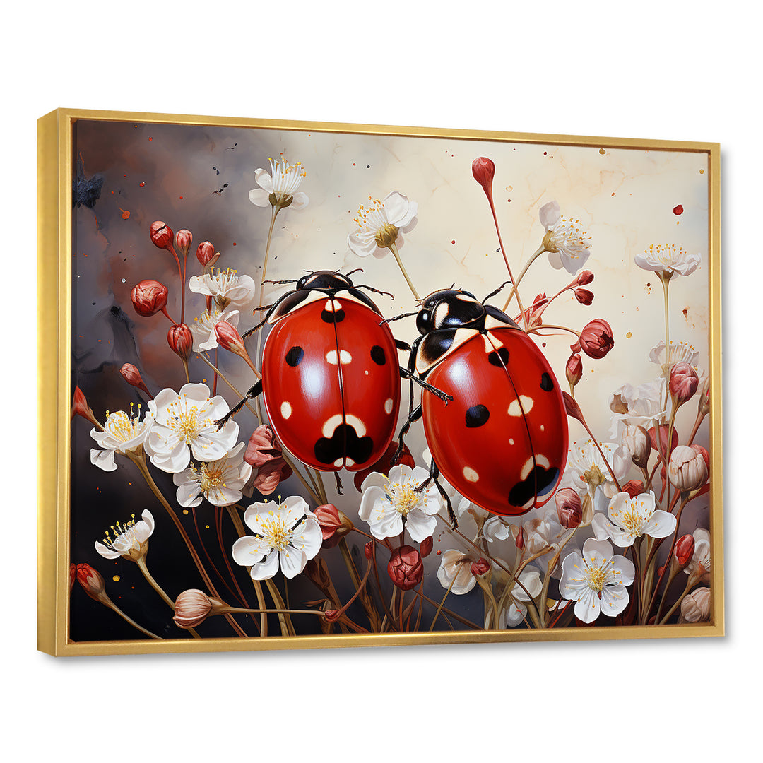 Polka Dot Lady Bug Floral Serenade - Red Ladybug Wall Art