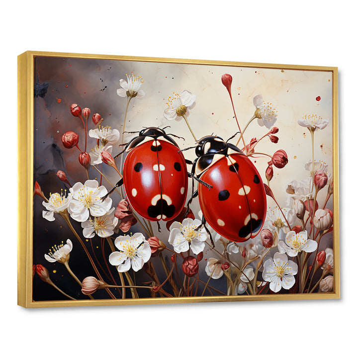 Polka Dot Lady Bug Floral Serenade - Red Ladybug Wall Art