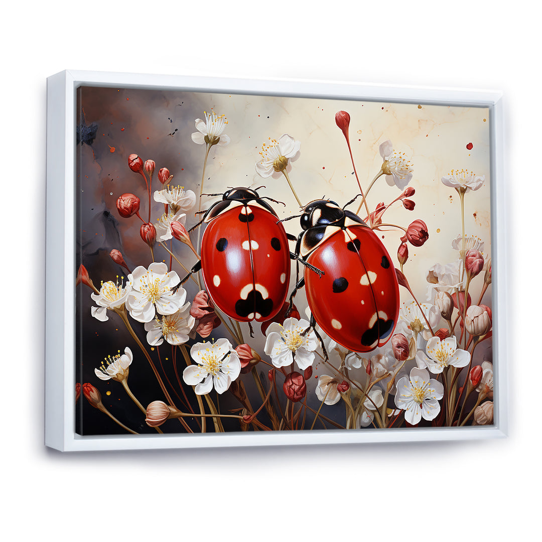 Polka Dot Lady Bug Floral Serenade - Red Ladybug Wall Art