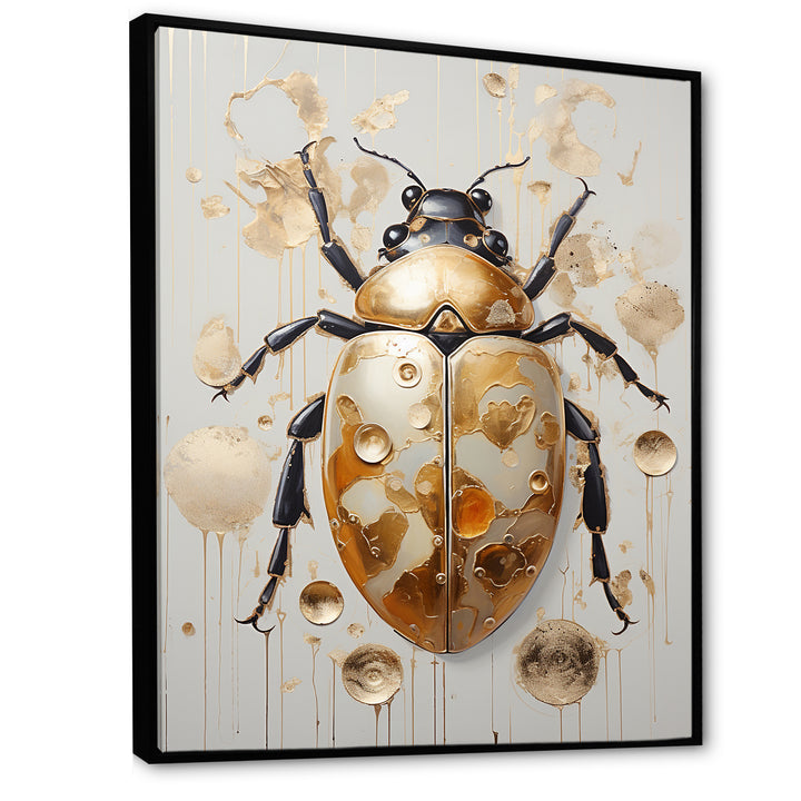 Gold Vintage Minimalism Beetle - Insects &amp; Bugs Bedroom Wall Art