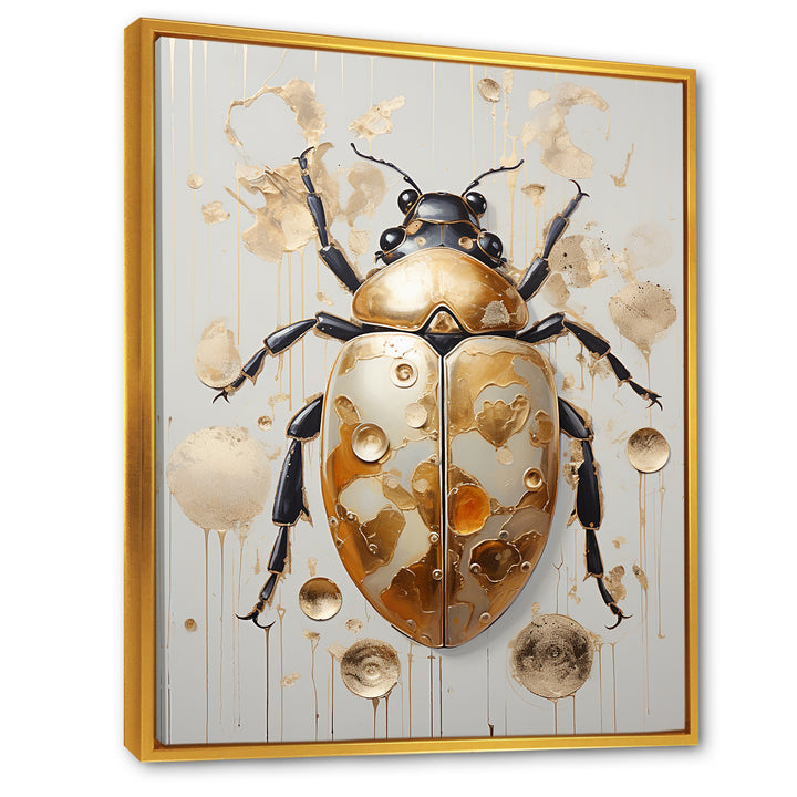 Gold Vintage Minimalism Beetle - Insects &amp; Bugs Bedroom Wall Art