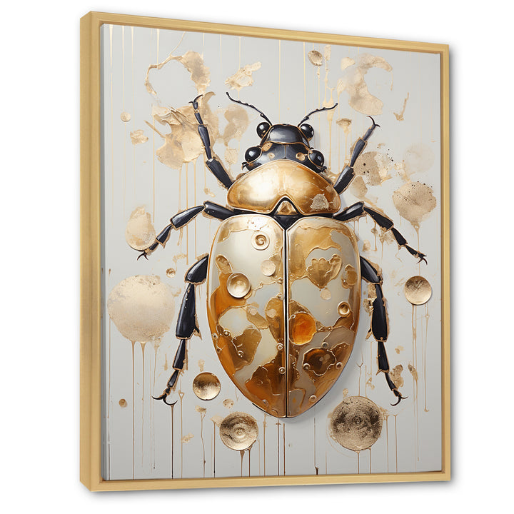 Gold Vintage Minimalism Beetle - Insects &amp; Bugs Bedroom Wall Art