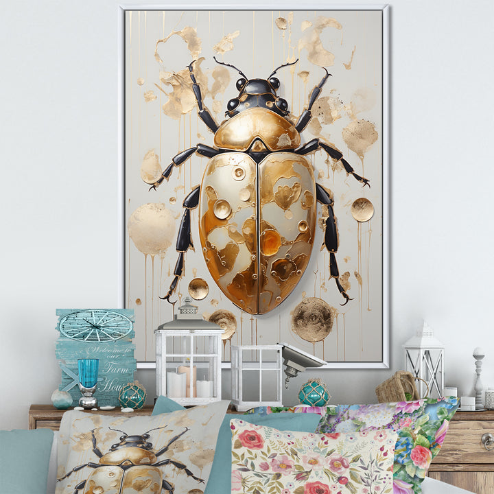 Gold Vintage Minimalism Beetle - Insects &amp; Bugs Bedroom Wall Art