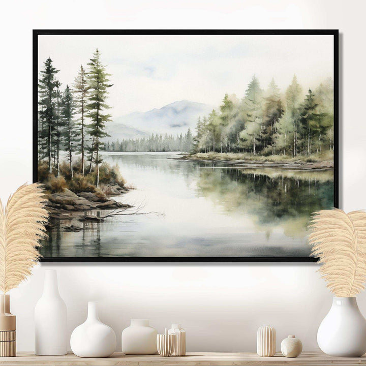 Scandinavian Lake Tranquility - Landscapes Canvas Wall Art
