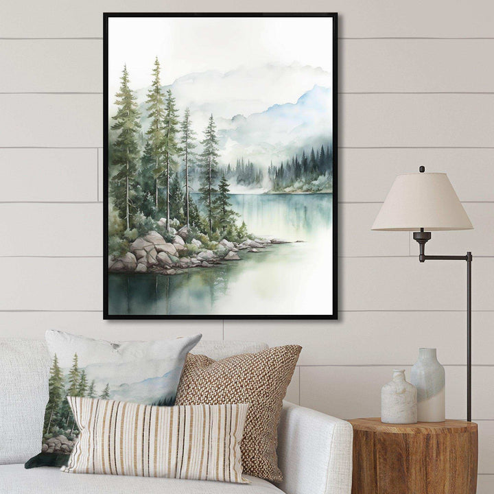Minimalism Lake Tranquility III - Landscapes Canvas Wall Art