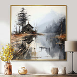 Minimalism Moody Lakehouse Overcast I - Landscapes Canvas Wall Art