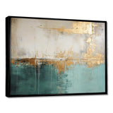 Minimalism Gold And Teal Horizon - Abstract Canvas Wall Art