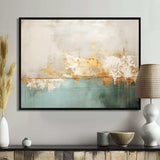 Minimalism Gold And Teal Horizon I - Abstract Canvas Wall Art