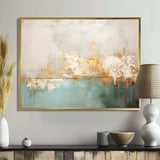 Minimalism Gold And Teal Horizon I - Abstract Canvas Wall Art