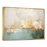 Minimalism Gold And Teal Horizon I - Abstract Canvas Wall Art