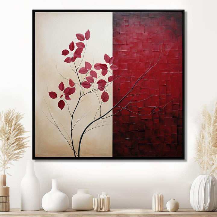 Bordeaux Bold Leaf I - Floral Canvas Wall Art
