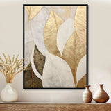 Gold Minimalism Leaves Collage III - Floral Canvas Wall Art