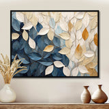 Beige And Blue Minimalism Leaves Collage - Floral Canvas Wall Art