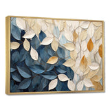 Beige And Blue Minimalism Leaves Collage - Floral Canvas Wall Art