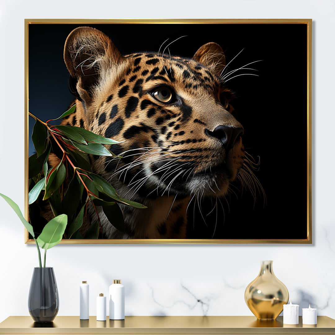 Leopard Glimpse Of Shadows - Black Leopard Wall Art