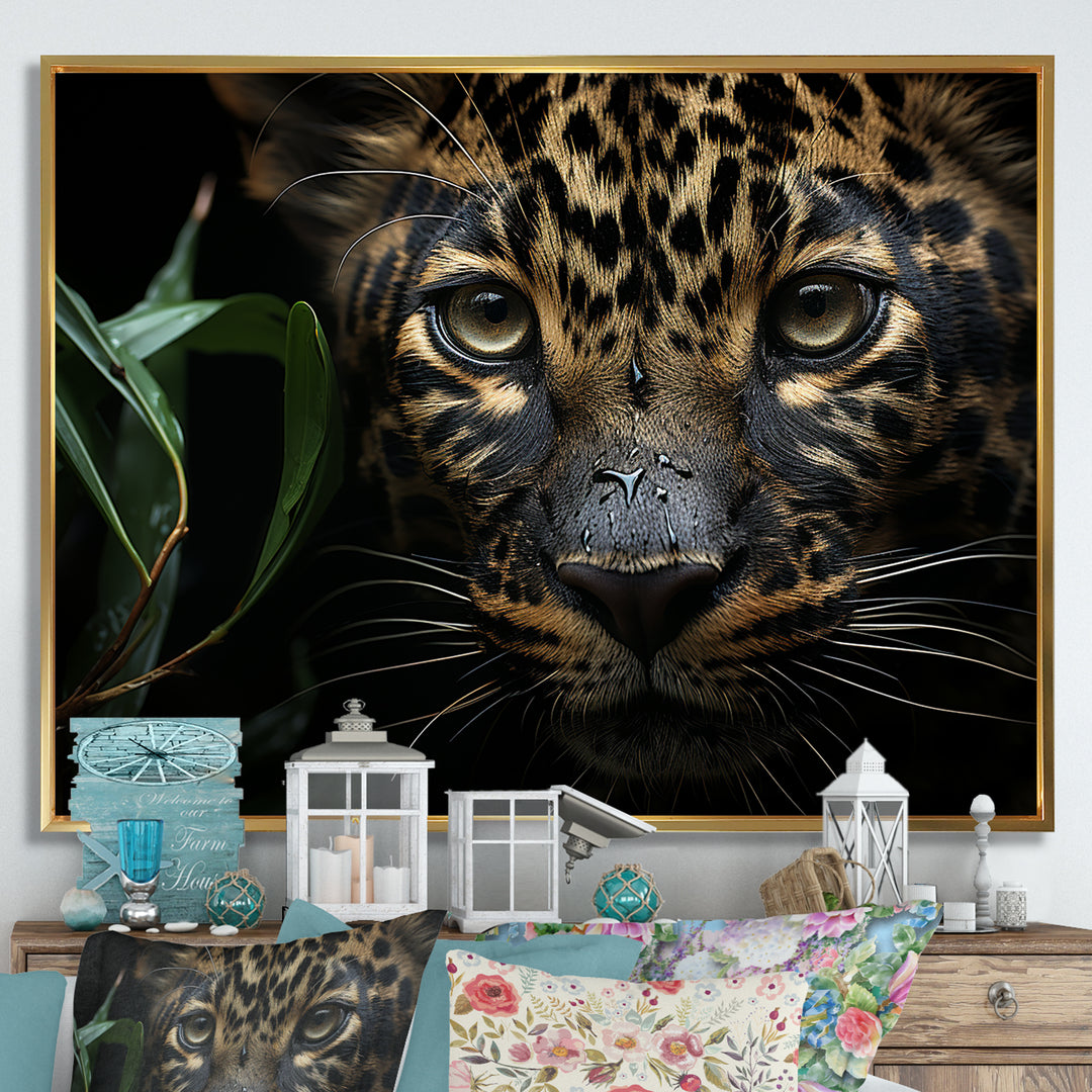 Candid Jungle Captivation Leopard - Leopard Framed Canvas Art