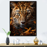 Leopard Golden Stalker Portrait Gaze - Leopard Living Room Wall Art