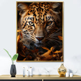 Leopard Golden Stalker Portrait Gaze - Leopard Living Room Wall Art