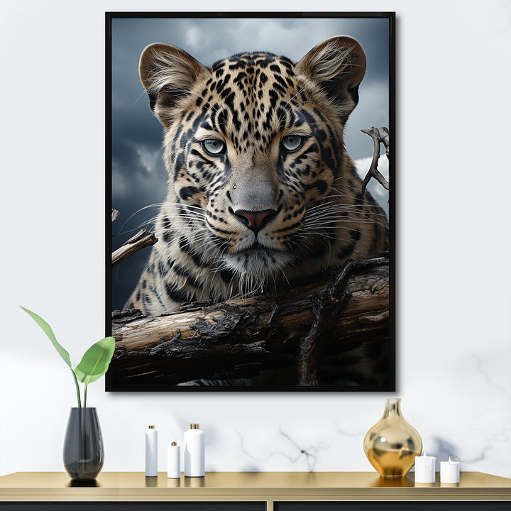 Monochrome Majesty Leopard In The Wild - Beige Leopard Wall Art