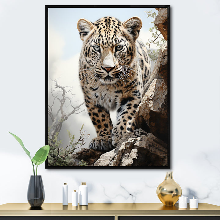 Majesty Leopard Gaze Of The Wild - Beige Leopard Wall Art