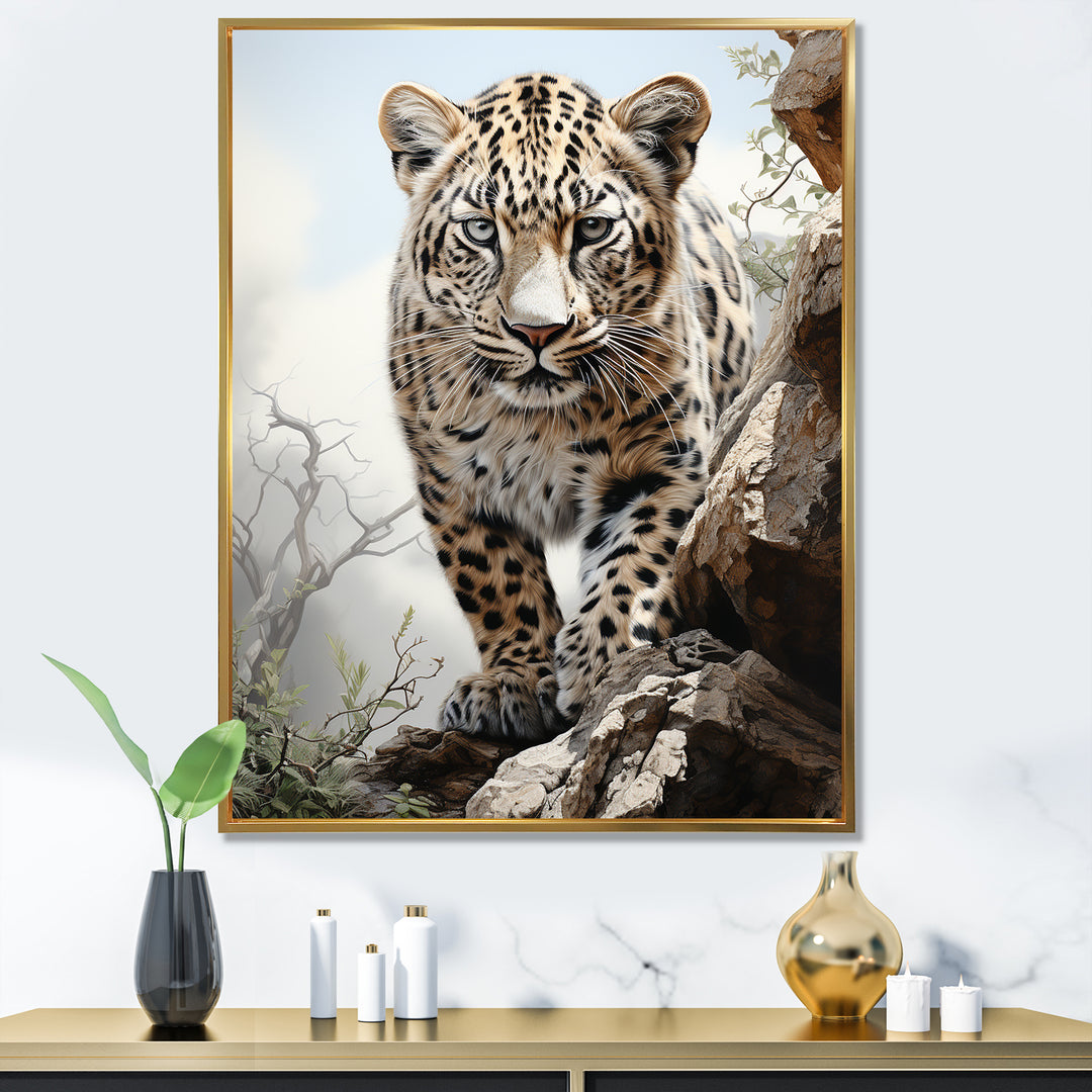 Majesty Leopard Gaze Of The Wild - Beige Leopard Wall Art