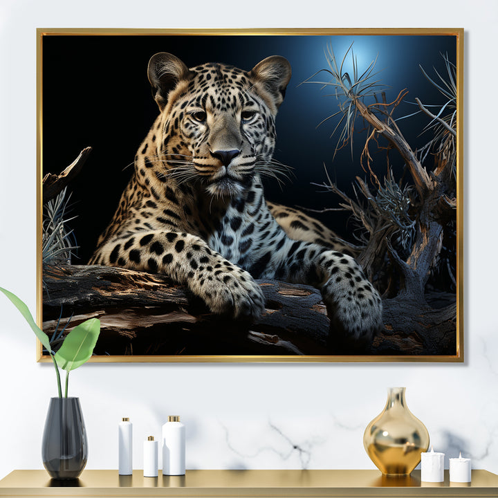Moonlit Leopard Camouflage - Leopard Large Canvas Wall Art