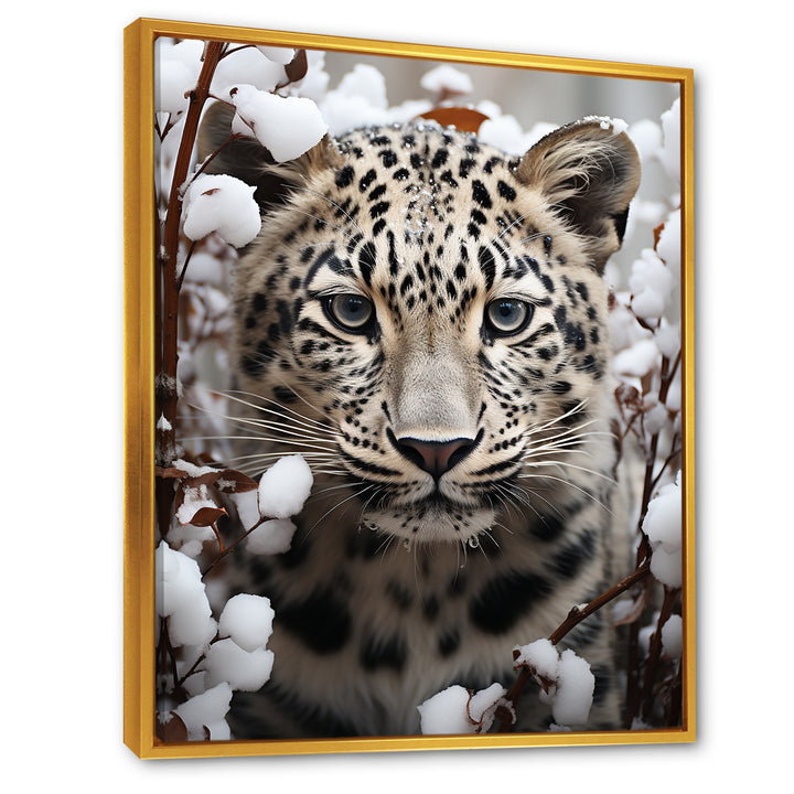 Subdued Majesty Leopard Snow Charm - Leopard Living Room Wall Art