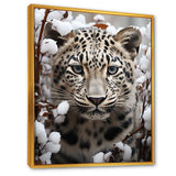 Subdued Majesty Leopard Snow Charm - Leopard Living Room Wall Art